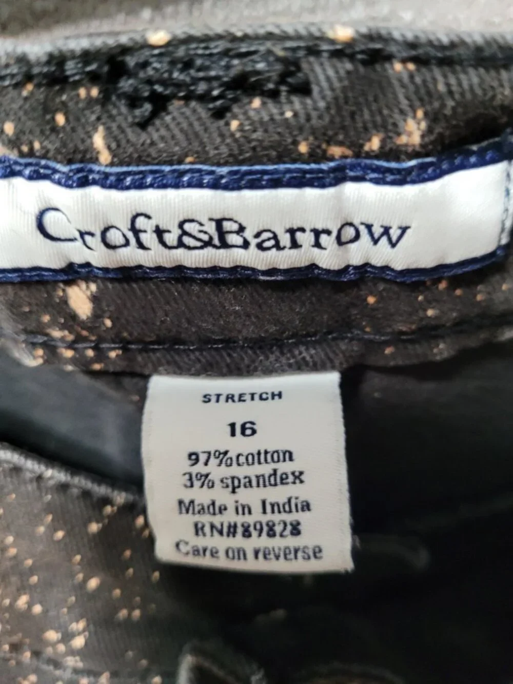 Vtg Y2K Croft&Barrow Womens Bleached Jeans 16 Stretch Straight Leg Black Orange - Picture 11 of 14